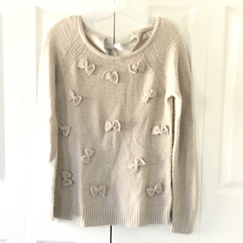 womens gray Laurwn Conrad bow sweater